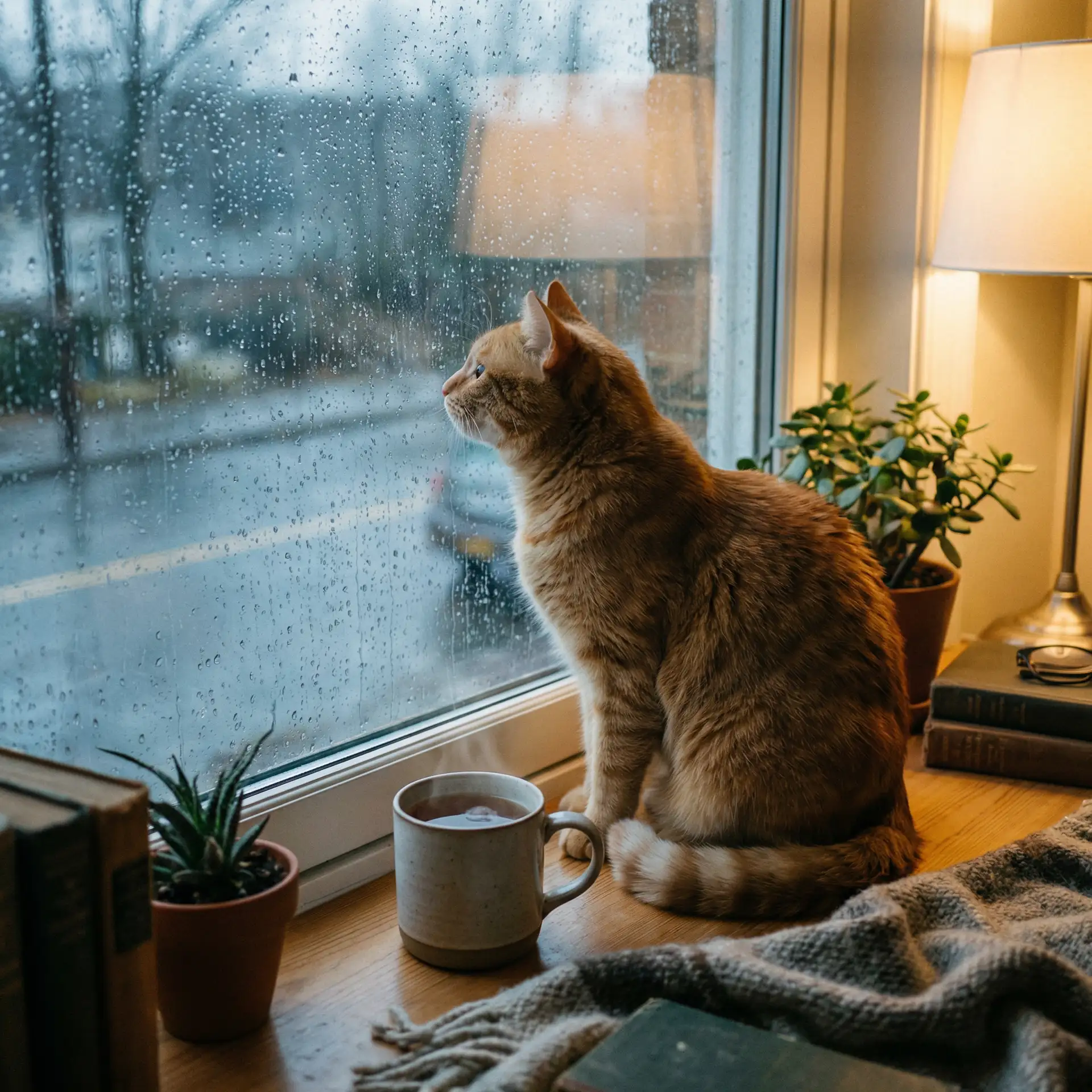 猫咪望着窗外的雨 - 贾樟柯 一个桶