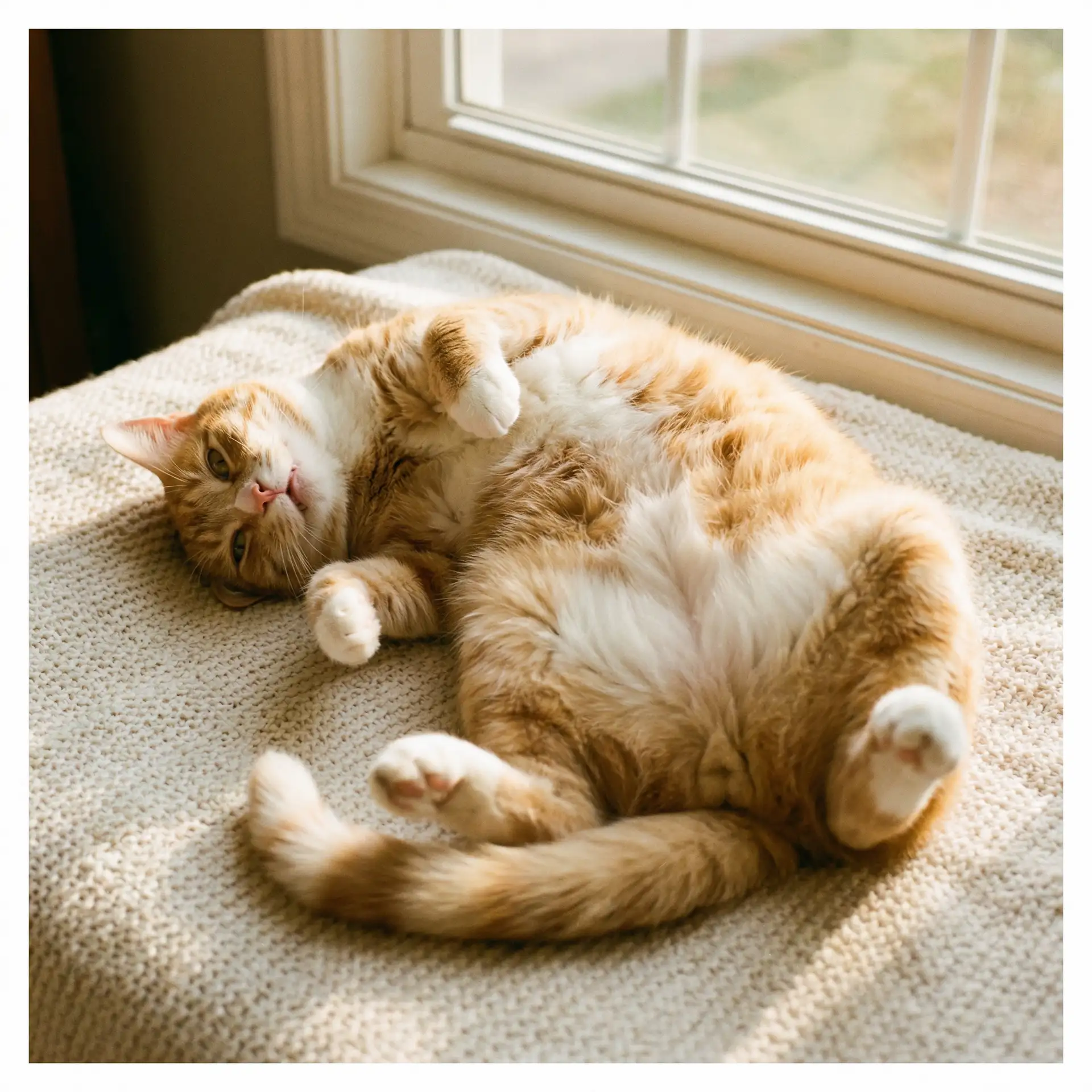 猫咪仰躺露出肚皮 - 贾樟柯 一个桶